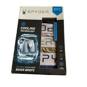 Spyder Mens Boxer Briefs Cooling Technology Fly Front Nylon Mesh 4 Pack Size S